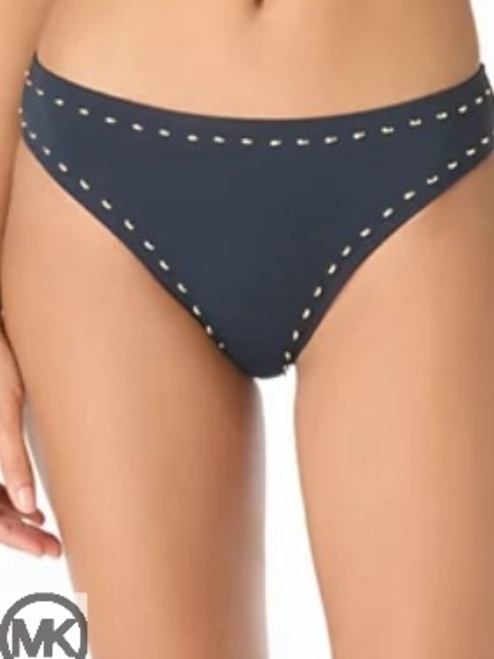 NWT Michael Kors  High-Leg Pull-On Bikini Bottoms- NAVY BLUE